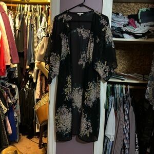 Large floral sheer kimono long